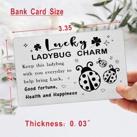 Laluminter Lucky Little Ladybug Charm Wallet Card Inserts - Ladybug Good Luck Token - Year-Round Positive Energy Companion - Laser Engraved Christmas Birthday Gifts