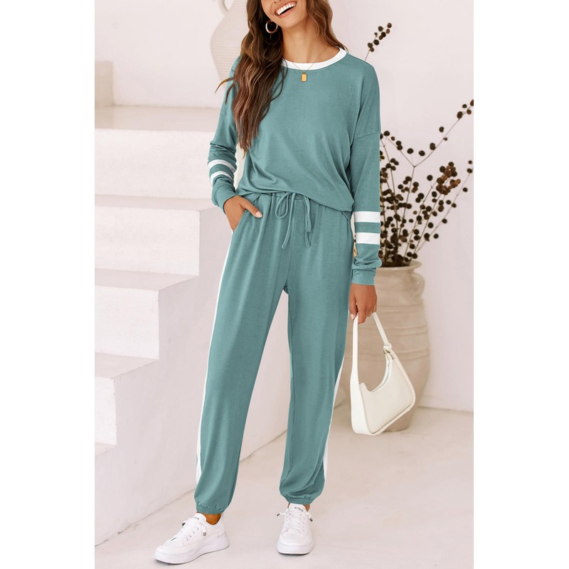PRETTYGARDEN Women's 2025 Fall Two Piece Outfit Long Sleeve Crewneck