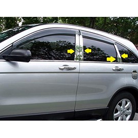 707Motoring Stainless Polished Chrome Pillar Post Trim (Includes Triangle Piece) 8PC, Compatible with Honda CR-V 2007-2011 (4-Door, SUV)