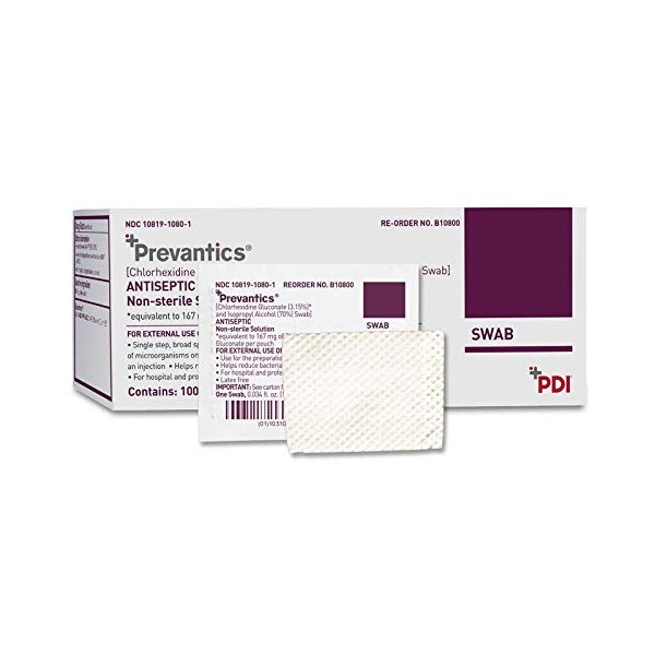 PDI Prevantics injection alcohol Swab Skin Preparation pad Box of 100 B10800