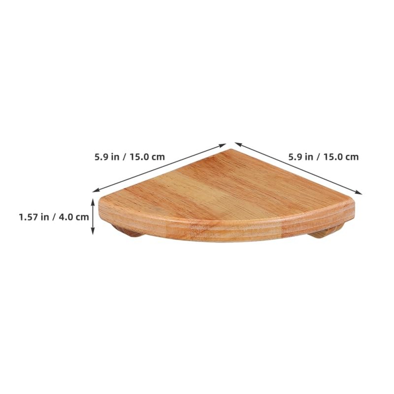 ADOCARN 2pcs Fan-Shaped Corner Shelf 6-Inch Rubberwood Wall Mounted Floating