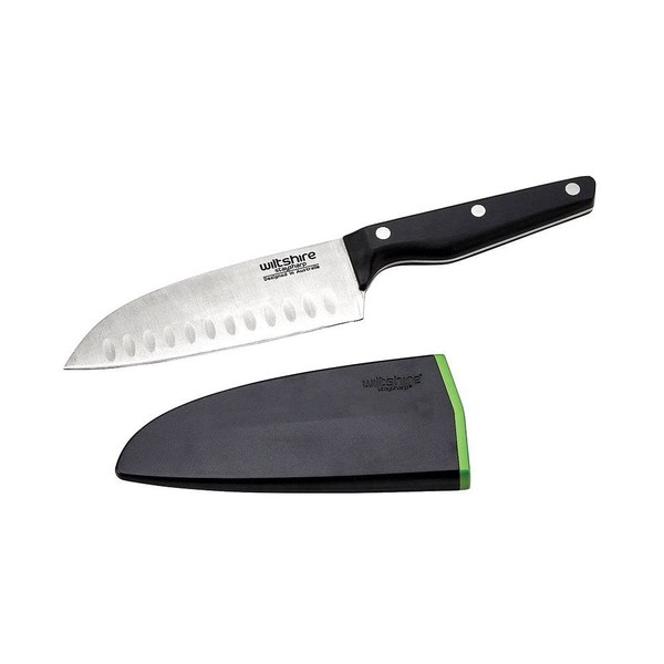 Wiltshire Staysharp Triple Rivet Santoku Knife 15cm6,Kitchen Knife with Built-in Sharpener,Keep Your Knife Sharp at All Times,Slim Design Scabbard,Ergonomic Triple Rivet Handle,10 Year Guarantee