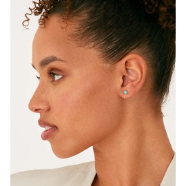 PAVOI 14K Gold 925 Sterling Silver Huggie Half Hoop Earrings for Women | Tiny Boho Colored Cartilage Earring | Blue, Green, Amethyst, Garnet, Black CZ, Turquoise, Opal, Pearl, White Gold, Cubic