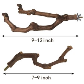 kathson Natural Parrot Perch Bird Stand Pole Wild Grape Stick Paw Grinding Fork Parakeet Climbing Standing Branches Toy Chewable Cage Accessories for Small Budgies Cockatiels Lovebirds 4PCS