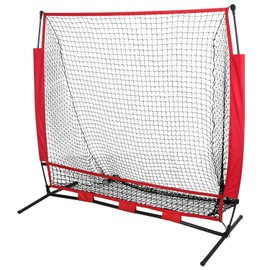 HomGarden 5' x 5' Portable Baseball Softball Practice Net Duable Hitting Batting Tossing Pitching Catching Throwing Training Net w/Carry Bag,Bow Net Frame & Rubber Feet