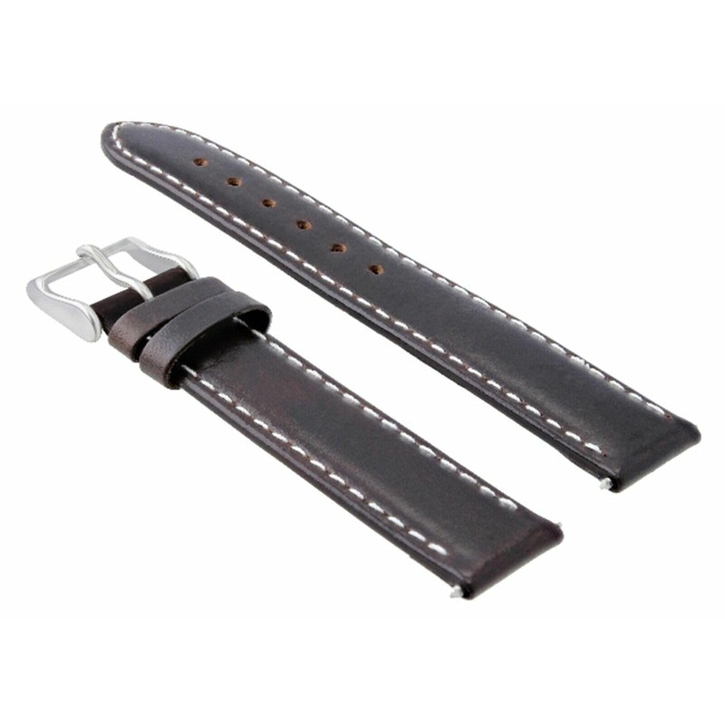 Ewatchparts 18-19-20-22-24mm Genuine Leather Watch Band Strap Smooth With Clasp