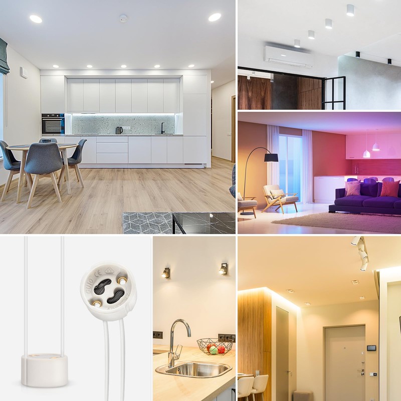 DiCUNO GU10 Lamp Holder 0.75mm² Silicon Wire GU10 Connector Ceramic