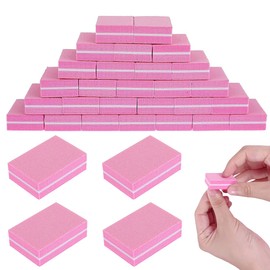 AEIOPRS 40 Pcs Nagelpufferblöcke Doppelseitige Schwamm Nagelfeile zum Schleifen von Acrylnägeln und Naturgel Maniküre Werkzeug für Gelnägel und Acrylnägel Rosa