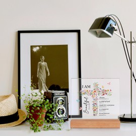 Encoink Baptism Gifts for Girl - Christian Home Desk Decor with Wooden Base, Christening Gifts for Girls, Goddaughter, Inspirational Religious Birthday Christian Gift for Women, Sister, Friend