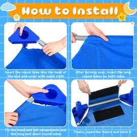 Burbell 4 Pcs Stackable Daycare Cots for Toddler 54" l x 23" W Kids Cots for Sleeping Portable Kids Bed Furniture Bed Frames Headboards Footboards for Classroom Preschool (Blue)