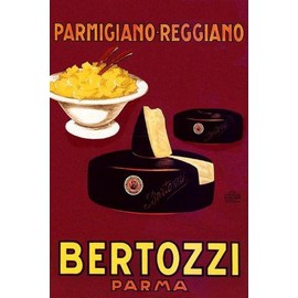 CHEESE Parmigiano Reggiano Bertozzi Italy Italia Italian Kitchen Restaurant Art, Spaghetti Pasta Food 20" X 30" Image Size Vintage Poster Repro