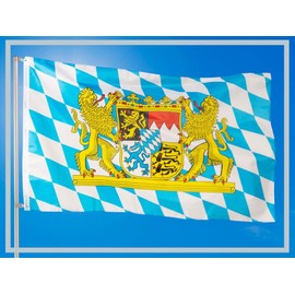 ARICONA FLAGS Bavaria flag - Bavarian flag with lions 2x3ft with brass eyelets – weatherproof flag for flagpole – 100% polyester – 60x90cm