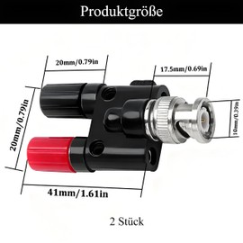 MejaRizon 2 Stück BNC Stecker, auf 4mm Dual Banana Female Jack Buchse, 2 x 4 mm Dual-Bananenbuchse Anschlussklemme Audio-Adapter-Anschluss, Binding Posts RF Koaxial Adapter BNC auf Banana Coax