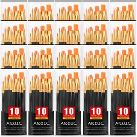 Acrylic Paint Brush Set, (20 Packs /200 pcs) Nylon Hair Brushes for Oil and Watercolor, Perfect Suit of Art Painting, Best Present for Painting, Black