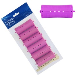 PONIK'S PROFESSIONAL - Perm Rollers, Curlers for Perm Set, Hair Rollers 6 Pieces, Curlers Perm 34 mm, Small Cold Curler with Round Rubber Tabs - Purple
