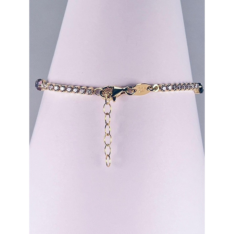 BIZZARRO Pulsera De Plata Dorada Con Zirconias Y Piedras De