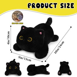JIZWPOOM Microwavable Stuffed Animals, Weighted Black Cat Plush Heating Pad for Period Cramps, Heatable and Coolable Lavender, Kawaii Plush Toys for Women Girls Kids,10 Inch