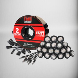 TMH 20 Pcs of 3/4 Inch Side Marker Clear Lens Amber Lights with Connector Plug + 2 Pin Continuous Wire Harness, Plug and Play Hassle-Free Installation for Truck Trailer RV Pickup