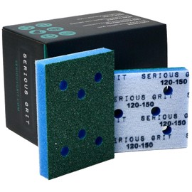 Serious Grit - 3" x 4" Foam Abrasive 120-150 Finish Sanding Pads - Fits Surfprep, Uneeda Ekasand, & Mirka - 1/2" Thick Soft Foam Hook & Loop Sandpaper Pads for 3x4 Sanders - Made in USA - 10 Per Box