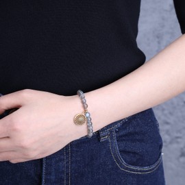 coai Womens Dream Catcher Charm Labradorite Stone Bracelet