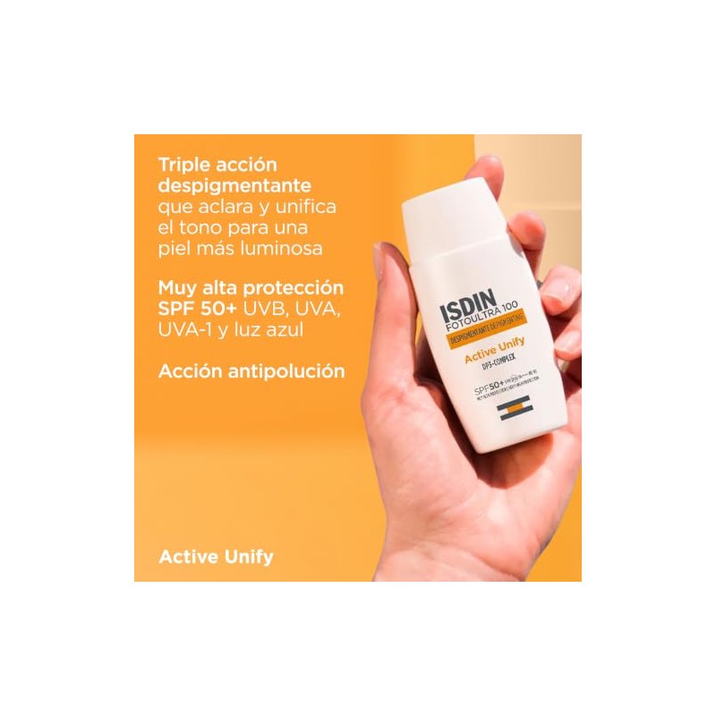 Isdin Fotoultra 100 Active Unify SPF 50, Protector Solar Facial,