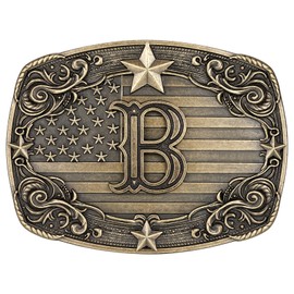 Absbolo Western Belt Buckle Men Initial Letter ABCDJRM to Z Rodeo Cowboy Belt Buckles for Women B