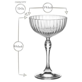 Bormioli Rocco America '20s 7.5 oz. Cocktail Coupe Glasses, Clear, Set of 4