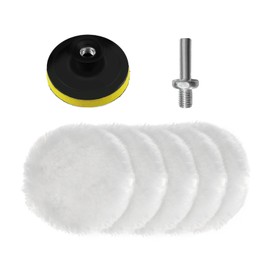 Lyxheth 7 Piece 3 Inch Wool Buffing Pad, Polishing Pad, Polishing Buffing Wheel with M10 Drill Adapter, Drill Polishing Kit for Car Polishing and Waxing, Painting Tabletops, Tile
