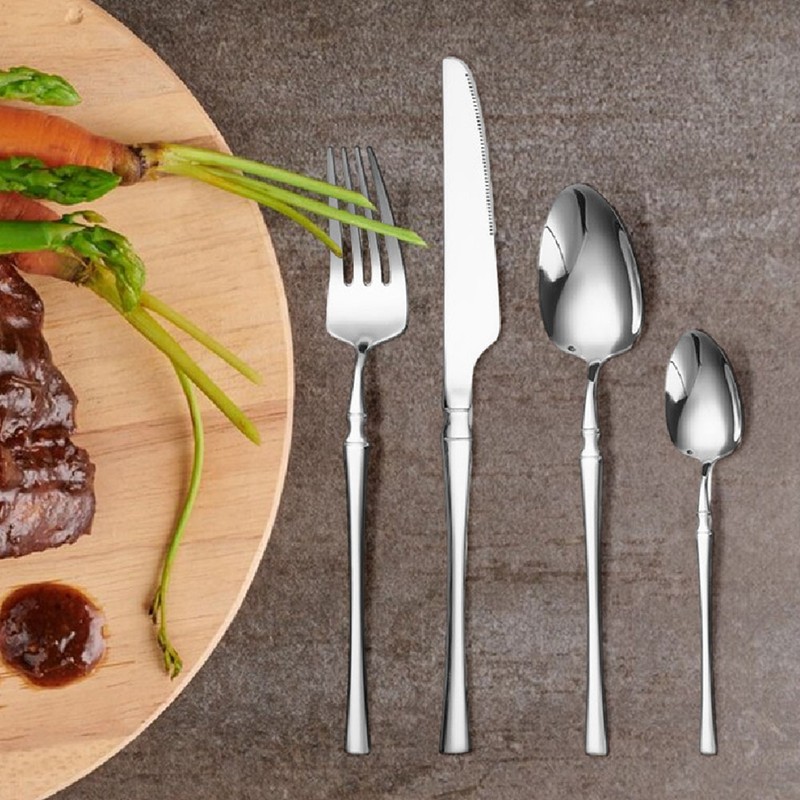 24-Piece Stainless Steel Utensils Set Include Forks Knives Spoons Silverware