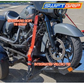 Swift Grip Ratchet Tie Down Strap Kit (2) 1.5" x 8' Heavy Duty Tie-Downs - Red