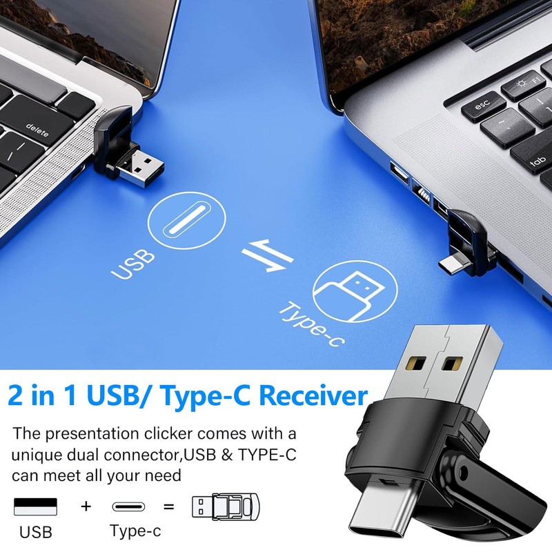 2 in 1 USB Type C Wireless Presenter for Presentations