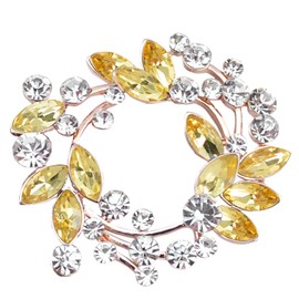 Gyn&Joy Clear Crystal Rhinestone Floral Wreath Pin Brooch BZ005, Metal, crystal rhinestone