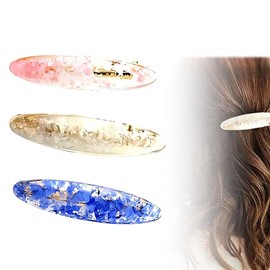 Pack of 3 Oval Hair Clips Automatic Large Classic Hair Clips Hair Clip Hair Clips for Women French Hair Clips Fragmented Hair Pins for Fine Hair and Medium Thick Hair (3 Colours)