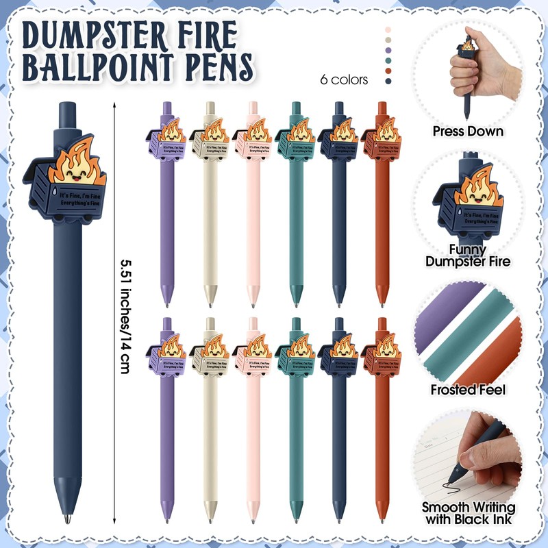 Sayglossy 12 Sets Dumpster Fire Gifts Funny Ballpoint Pens and