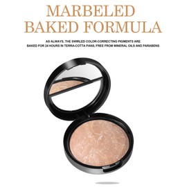 Colour Correcting Powder Foundation, Baked Foundation Long-lasting 24H Wear, Brighten Foundation Powder, Shimmer Brick Pressed Bronzer, Water & Sweat Resistant (#03 Light Beige)