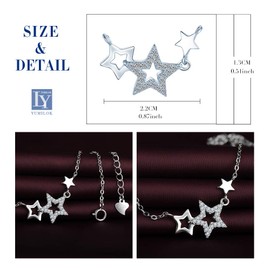 Yumilok Women Ladies Girls 925 Sterling Silver Three Star Pendant Necklace Chain Gift for Mother Girlfriend, Silver