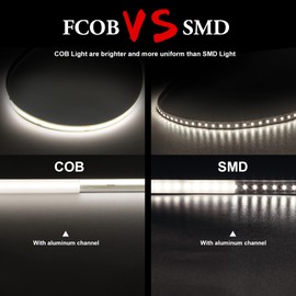 AUZIWE COB LED Strip Light 4000K, 24ft Dimmable Natural White LED Strip Light, CRI90+, DC24V Tape Light with RF Remote, Timer Function, Bluetooth App Control for Home Bedroom Kitchen DIY Lighting.