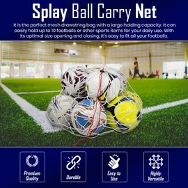 Ball carry net Holds 10 Ball Carry Net Holdall Holds 10 Balls: Rugby, Football, Volleyball, Basketball and Drawstring are Made From Nylon, Durable & Easy to Carry, With Locking Stringballs (White)