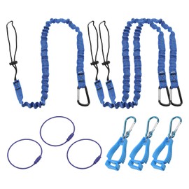 MECCANIXITY Retractable Tool Lanyard 3.6ft with Aluminum Buckle and Adjustable Loop End, Included Glove Clamps and Keychains, Fall Protection Tools Leash for Hand Tools, Blue 3 Pack