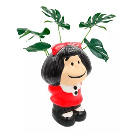 Muna Maceta Cerámica Mafalda Pintada A Mano Esmaltada Decorativa