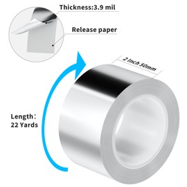 AIYUNNI Aluminum Foil Tape Heavy Duty 2 Inch x 22 Yards（3.9 mil）, High Temp Waterproof HVAC Tape, Silver Insulation Adhesive for Ductwork, Sealing, Dryer Vent, Furnace, AC, Pipe Repair