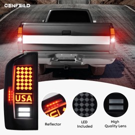 Cenfeild Tail Lights [LED Kit] Fit for Dodge RAM 1500 2007-2008, for Dodge RAM 2500 3500 2007-2009 Pickup Truck [Factory Halogen Type], Rear Brake Lamp Taillights Assembly, Smoked Lens