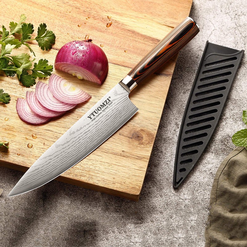 Ytuomzi Razor-Sharp Chef Knife, 8-inch High Carbon Stainless Steel Chef's