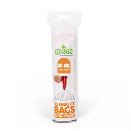 Eco Bag BDS Drawstring Bin Liners, LDPE, White, 50-60 Litres