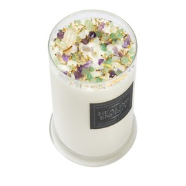 Healing Energy Candle by New Moon Beginnings - Negative Energy Cleansing - Soy Aromatherapy Candle - Handmade Candle with Crystals & Herbs - Energy Healing Candle - 21oz Glass Jar