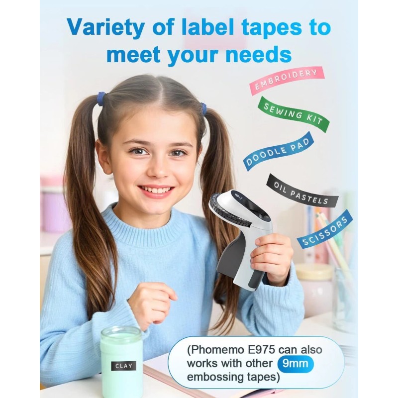 Phomemo 3D Embossing Label Maker with 5 Black Label Tapes