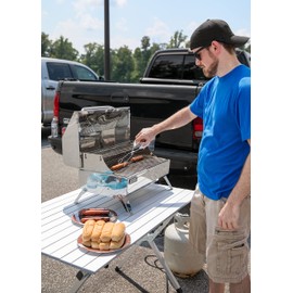 Camco Aluminum Roll-Up Table with Carrying Bag | Lightweight & Easy-to-Carry | Comfortably Sits 4-6 People | Ideal for Tailgating, Camping, the Beach, Parties & More (51892)