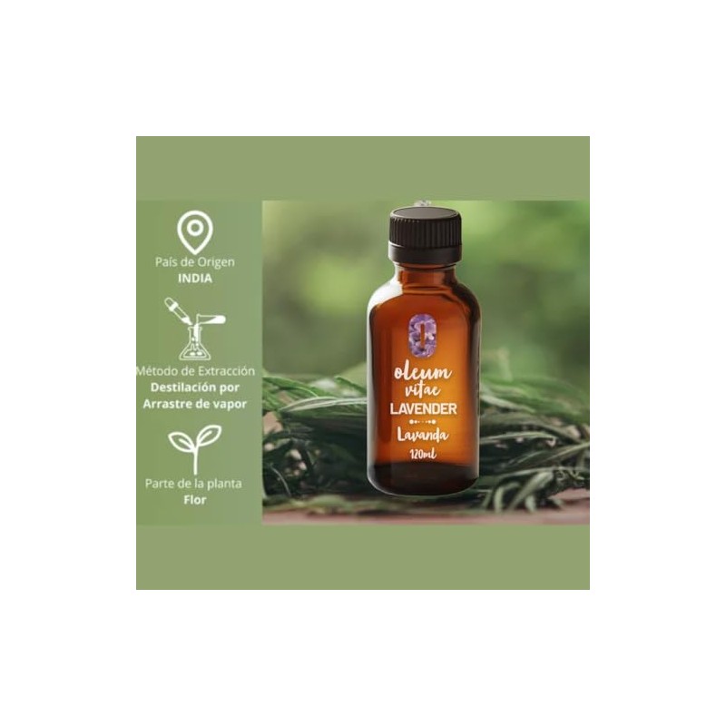 OLEUM VITAE Aceite Esencial de Lavanda 120ml. Lavandula Angustifolia. 100%