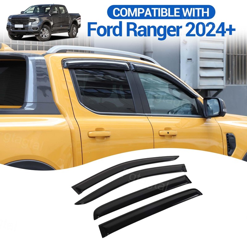 Side Window Deflectors Compatible with Ford Ranger 2024 2025, ABS