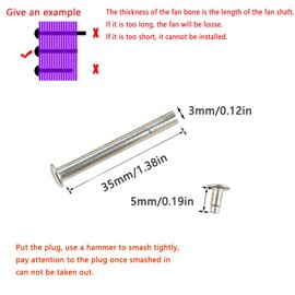 UtySty 8 Pack Folding Fan Axle Rivet Nail Nut Repair Kit 35mm / 1.38in Handheld Fans Central Rotating Shaft Replacement Fastener for DIY Handmade Bamboo Paper Flower Foldable Hand Fan Accessories